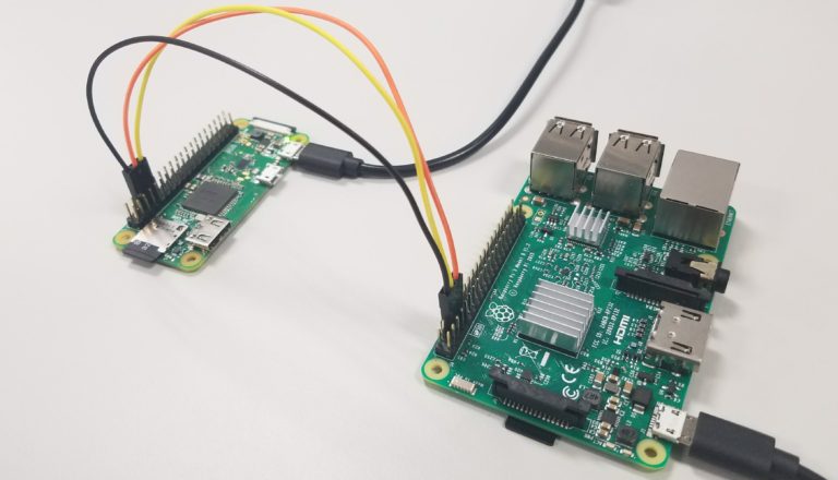 right|240px|Raspberry Pi connecting to Pi Zero via Serial Line
